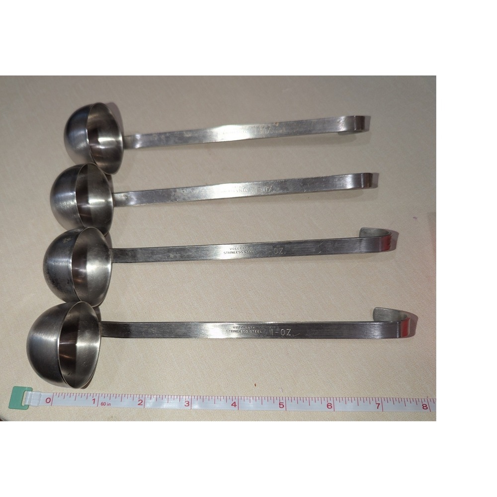 VTG Vollrath Ladle Set 1 oz Silver Stainless Steel Hooked Handle 4 Piece Set